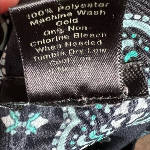 Ann Taylor long sleeve vneck aqua print blouse top size medium - Picture 5 of 6